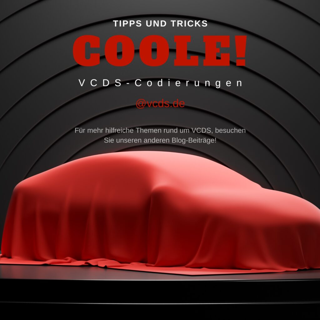 Beitragsbild - coole VCDS-Codierungen - Tipps und Tricks Man sieht rotes Auto, welches mit Tuch bedeckt ist für Präsentationen.