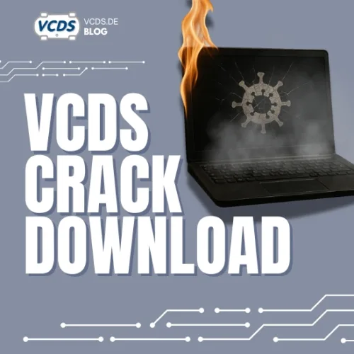 Laptop mit Virus-Symbol und Rauch - VCDS Crack